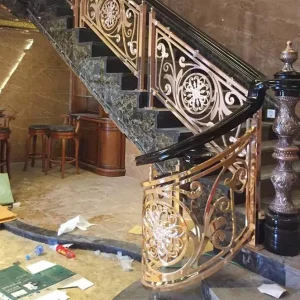 俱乐部家居酒店装修 镀金旋转铜楼梯扶手