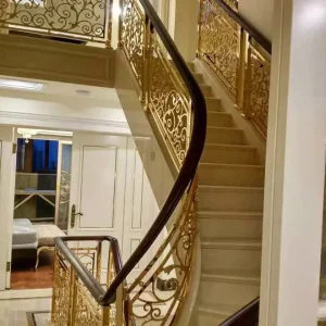 Alternative view of 俱乐部家居酒店装修 镀金旋转铜楼梯扶手